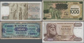 Alle Welt: Collectors album with more than 340 banknotes France, Greece, French Indochina, French West Africa, Ghana and Gambia in quantities up to 5 ...