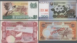 Alle Welt: Collectors album with 200 banknotes Laos, Nepal, North Korea, Philippines, Samoa and Western Samoa Specimen, Singapore, Sri Lanka, Thailand...