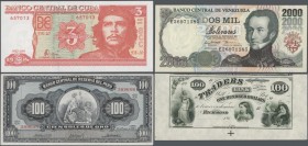 Alle Welt: Collectors album with more than 210 banknotes and advertising notes USA, Colombia, Peru, Venezuela and Cuba, all sorted in small collection...