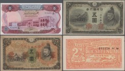 Alle Welt: Collectors album with about 230 banknotes Japanese Government, French Indochina, Iraq, Persia and Iran, Japan, Indonesia, Bangladesh, Bhuta...
