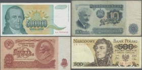 Alle Welt: Huge lot with 1000 banknotes from all over the world with duplicates, comprising for example Belarus 50 Rubles 2000, Slovenia 20 Tolarjev 1...