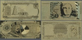 Alle Welt: Huge lot with about 190 Gold-Banknotes with duplicates, for example Iraq 250 Dinars, Netherlands 5 Gulden, Germany Federal Republic 50 and ...
