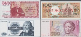 Europa: Huge collectors album with 345 banknotes Europe, containing for example Portugal 1000 Escudos 1968 P.175a (XF), 500 Escudos 1994 P.180a (F+), ...