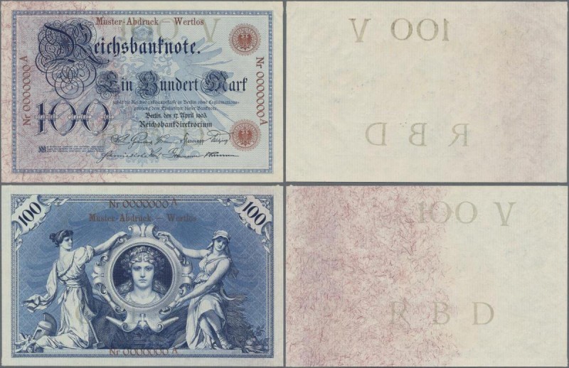 Deutschland - Deutsches Reich bis 1945: 100 Mark 1903, jeweils einseitger Probed...