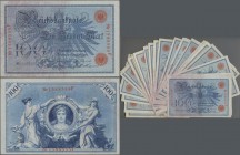 Deutschland - Deutsches Reich bis 1945: Kleines Lot mit 40 Banknoten 100 Mark 1908, Ro.33 in leicht gebrauchter bis kassenfrischer Erhaltung. (40 Stüc...