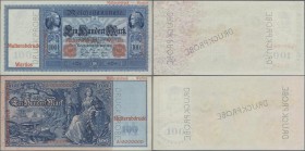 Deutschland - Deutsches Reich bis 1945: 100 Mark 1910, jeweils einseitger Probedruck der Vorder- und Rückseite mit Überdruck ”Musterabdruck-wertlos” u...