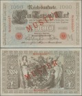 Deutschland - Deutsches Reich bis 1945: 1000 Mark 1910 MUSTER Udr. Buchstabe ”M”, Ro.45cM mit KN 000000A und Überdruck ”MUSTER” auf Vorder- und Rückse...
