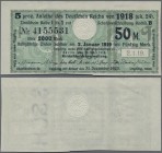 Deutschland - Deutsches Reich bis 1945: Zinskupon der Anleihe 1918, Serie ”q” zu 50 Mark, Ro.61e (P.NL) in kassenfrischer Erhaltung: UNC. Sehr selten!...