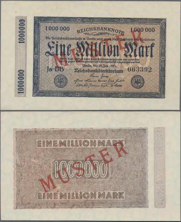 Deutschland - Deutsches Reich bis 1945: 1 Million Mark 1923 Muster aus laufender...