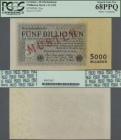 Deutschland - Deutsches Reich bis 1945: 5 Billionen Mark 1923, Reichsdruck mit 8-stelliger KN C-02739897 ”MUSTER”, Ro.127M1, nachträglich von der Reic...