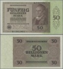 Deutschland - Deutsches Reich bis 1945: 50 Billionen Mark 1924, Ro.136, minimal bestoßene Ecke oben links, sonst einwandfrei, Erhaltung: aUNC/UNC. Seh...
