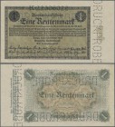 Deutschland - Deutsches Reich bis 1945: 1 Rentenmark 1923 MUSTER, Ro.154M, mit dreifacher Perforation ”Druckprobe” und laufender KN, kleine Klebereste...