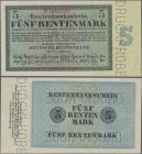 Deutschland - Deutsches Reich bis 1945: 5 Rentenmark 1923 MUSTER, Ro.156M, mit dreifacher Perforation ”Druckprobe” und laufender KN, kleine Klebereste...