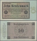 Deutschland - Deutsches Reich bis 1945: 10 Rentenmark 1923, Ro.157, sehr saubere, nur wenig gebrauchte Erhaltung mit leichter diagonaler Falte rechts,...