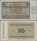 Deutschland - Deutsches Reich bis 1945: 50 Rentenmark 1923, Ro.158b mit Fz. ”WB” in kassenfrischer Erhaltung: UNC. Sehr selten! ÷ 50 Rentenmark 1923, ...