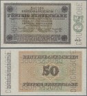 Deutschland - Deutsches Reich bis 1945: 50 Rentenmark 1923 MUSTER, Ro.158M, mit dreifacher Perforation ”Druckprobe” und laufender KN, kleine Kleberest...
