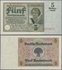 Deutschland - Deutsches Reich bis 1945: 5 Rentenmark 1926 mit 7-stelliger KN, Ro.164a in perfekt kassenfrischer Erhaltung: UNC. ÷ 5 Rentenmark 1926 wi...