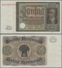 Deutschland - Deutsches Reich bis 1945: 50 Rentenmark 1934, Ro.165 in kassenfrischer Erhaltung: UNC. Sehr selten! ÷ 50 Rentenmark 1934, P.172 in perfe...