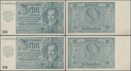 Deutschland - Deutsches Reich bis 1945: Notausgaben 1945, 2x 10 Reichsmark der Reichsbankstellen Graz, Linz und Salzburg ”Schörner-Scheine”, Ro.180c, ...