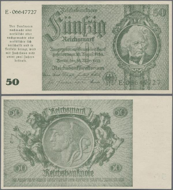 Deutschland - Deutsches Reich bis 1945: 50 Reichsmark der Notausgaben 1945 der R...