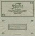 Deutschland - Deutsches Reich bis 1945: Sächsische Staatsbank 50 Reichsmark 1945, unfertiger Druck ohne KN und Serie, Ro.185b (P.NL), welliges Papier ...