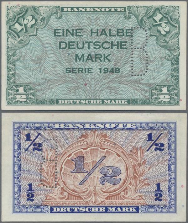 Deutschland - Bank Deutscher Länder + Bundesrepublik Deutschland: ½ DM 1948 mit ...