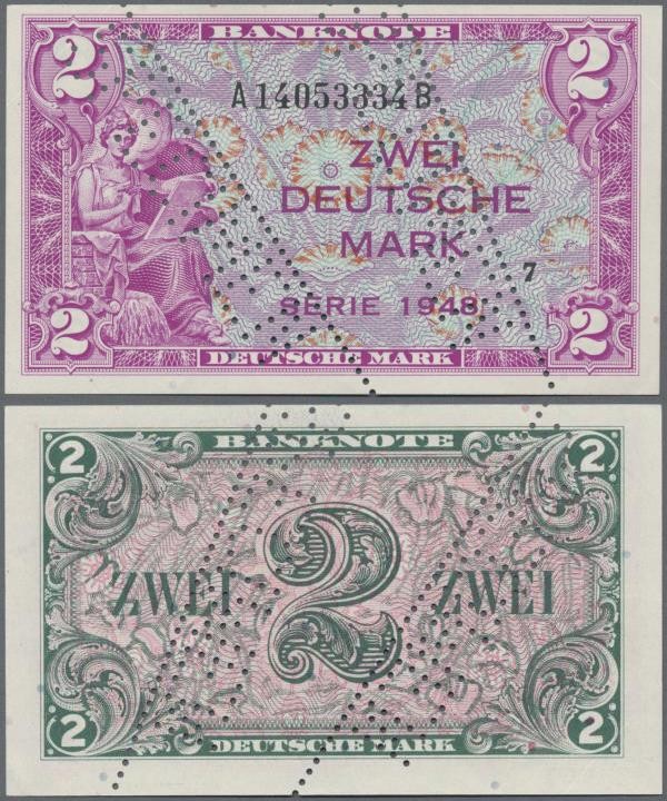 Deutschland - Bank Deutscher Länder + Bundesrepublik Deutschland: 2 DM 1948 MUST...