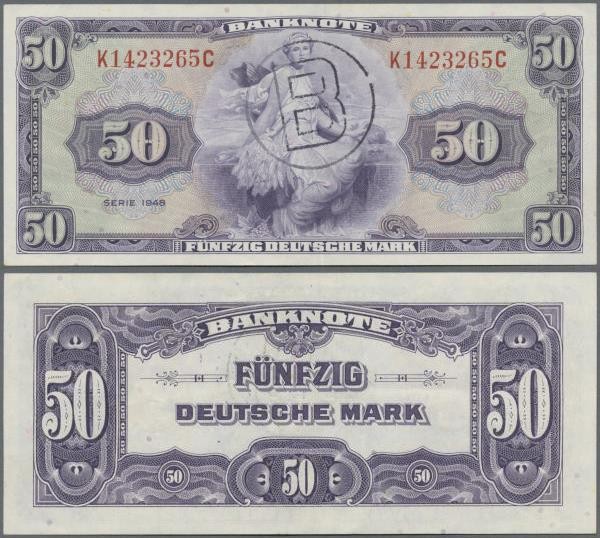 Deutschland - Bank Deutscher Länder + Bundesrepublik Deutschland: 50 DM 1948 mit...