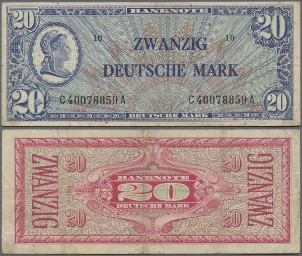 Deutschland - Bank Deutscher Länder + Bundesrepublik Deutschland: 20 DM 1948 ”Li...