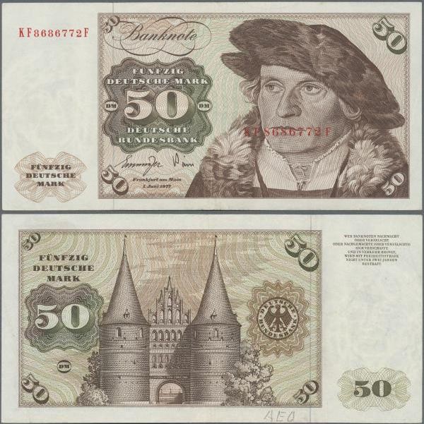 Deutschland - Bank Deutscher Länder + Bundesrepublik Deutschland: 50 DM 1977, Ro...