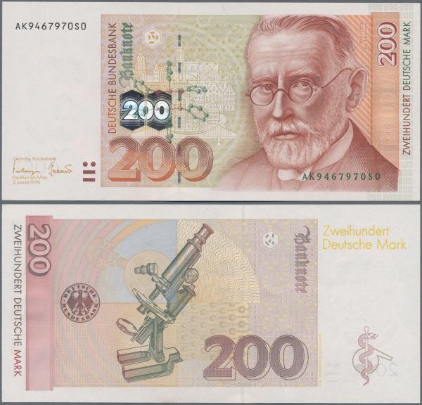 Deutschland - Bank Deutscher Länder + Bundesrepublik Deutschland: 200 DM 1996, R...