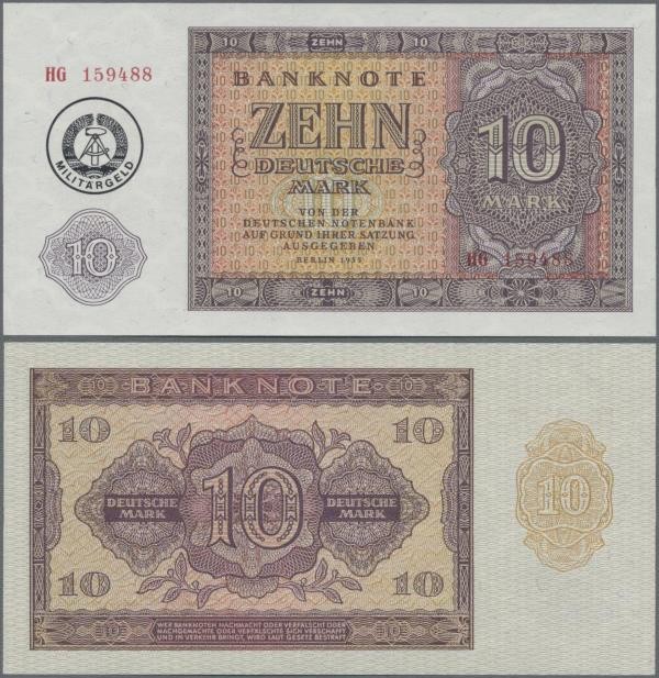 Deutschland - DDR: 10 Mark 1955 (1980) mit Maschinenstempelaufdruck ”Militärgeld...