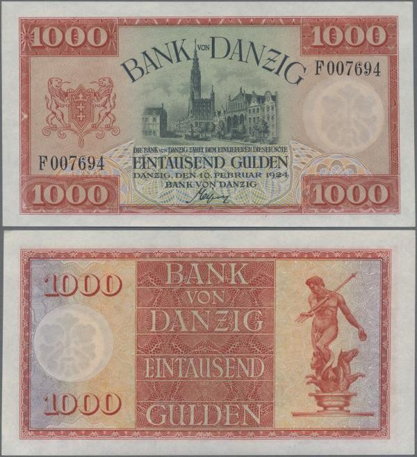 Deutschland - Nebengebiete Deutsches Reich: Danzig - Bank von Danzig, 1000 Gulde...