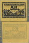 Deutschland - Notgeld besonderer Art: Bielefeld, 100 Mark, 15.7.1921, gelbe Seide, Umschrift ”Französischer Vertragsbruch ...”, mit geraden Rändern, o...
