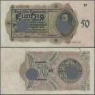 Deutschland - Länderscheine: Badische Bank 50 Reichsmark 1924, Ro.BAD14E2 mit großen Entwertungslöchern, sehr saubere Gebrauchserhaltung mit einigen K...