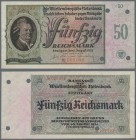Deutschland - Länderscheine: Württembergische Notenbank, 50 Reichsmark, 1.8.1925, Ro.WTB-29a, mit sehr niedriger Seriennummer #000098 sowie 6 Loch-Ent...
