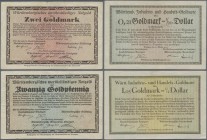 Deutschland - Länderscheine: Württemberg, Handelskammer Stuttgart und Württembergische Vereinsbank, 0,21, 0,42, 1,05, 2,10 Goldmark, 27.10.1923, Erh. ...