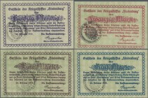Deutschland - Notgeld: Kriegsschiff ”Hindenburg”, Kassenverwaltung, 50 Pf., 2x 1, 2x 5, 2x 20 und 50 Mark, 25.2.1919, Erh. I, total 8 Scheine.
 [diff...
