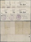 Deutschland - Notgeld - Elsass-Lothringen: Hirsingen, Oberelsass, Gemeinde, 1 (2, KN-Varianten), 2, 4, 5, 10 Mark, September 1914, alle unentwertet, d...