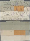 Deutschland - Notgeld - Elsass-Lothringen: Mitzach, Oberelsass, Gemeinde, Talons (Kontrollabschnitte) zu den Scheinen 1 Mark (5, 17.10.1914 mit Stempe...