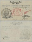 Deutschland - Notgeld - Elsass-Lothringen: Mülhausen, Oberelsass, Stadtkasse, 1 Mark, 3.8.1914, Stempel A mit altem Reichsadler, ohne Wertstempel, une...