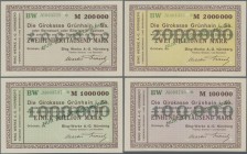 Deutschland - Notgeld - Sachsen: Grünhain, Bing Werke AG, Nürnberg, 2000 Mark, o. D., 100 (5), 200 (3), 500 (3) Tsd., 1 (3), 2 (2) Mio. Mark, o. D., a...