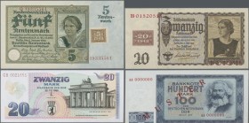 Deutschland - DDR: Komplettes Lindner-Vordruckalbum mit 52 Banknoten, dabei die Serien der Alliierten Militärbehörde von ½ Mark – 1000 Mark 1944 (Ro.2...