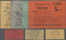 Deutschland - Notgeld: Kriegsbeginn 1914, Mappe mit 42 Notgeldscheinen quer durch das Reich, dabei einige mittlere Ausgaben wie 4 x Lünen, 4 x Mühlhau...