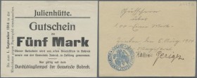 Deutschland - Notgeld: Kriegsbeginn 1914, kleines Album mit 48 Notgeldscheinen u. a. aus Berg. Gladbach, Bielschowitz, Bobrek Julienhütte (1 und 5 Mar...