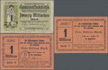 Deutschland - Notgeld - Baden: Südbaden, Ettenheim, 5 untersch. Milliardenscheine, Furtwangen, 5 Mark, 6.11.1918, unentwertet, Hornberg, 6 Scheine (mi...