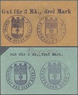 Deutschland - Notgeld - Westfalen: Buer, Stadt, 1 (4), 2 (2), 3 (4), 5 (10) Mark, o. D., Wertzeile gedruckt, unterschiedliche Abstempelungen, 11 Schei...