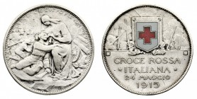 vittorio emanuele III (1900-1946) 
Monete Medaglie a favore della Croce Rossa Italiana - 2 Lire 1915 - Zecca: Roma - Diritto: crocerossina nell’atto ...