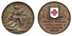 vittorio emanuele III (1900-1946) 
Monete Medaglie a favore della Croce Rossa Italiana - 10 Centesimi 1915 - Zecca: Roma - Diritto: crocerossina nell...