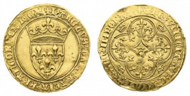 francia 
Carlo VI (1380-1422) - Ecu d’oro à la couronne, II emissione - Zecca: Saint Quentin - Diritto: stemma coronato - Rovescio: croce ornata e fi...